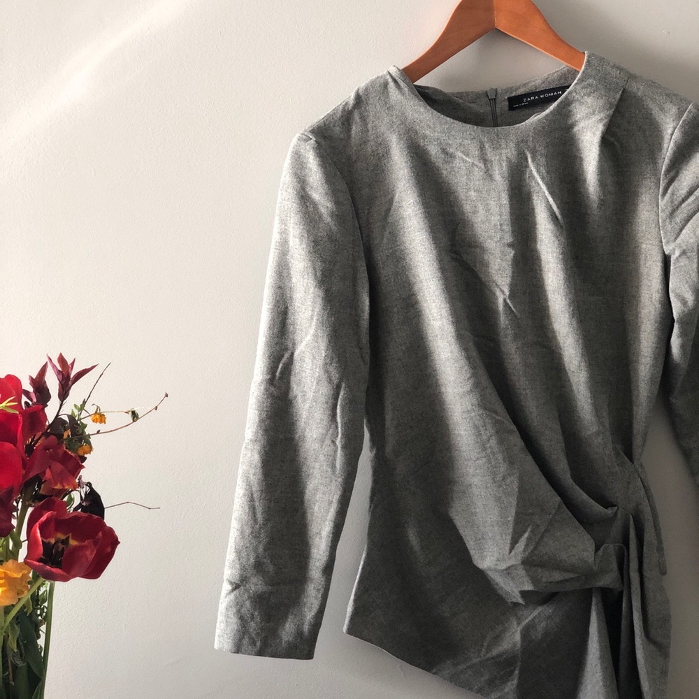 Zara - grey dress top with knot detail